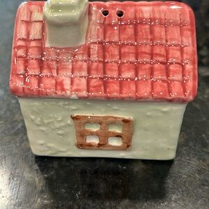 Ceramic House Salt Shaker - Red and Cream
